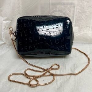 Vintage, YSL Small, Black Faux Patent  Leather Cosmetic Pouch-Crossbody